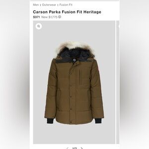 Authentic Canada Goose Millitary Green Carson Parka with Fur Hood Excellent Cond
